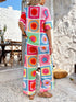 'Splendory' Collared Print Top and Pants Set - Celes Fashion